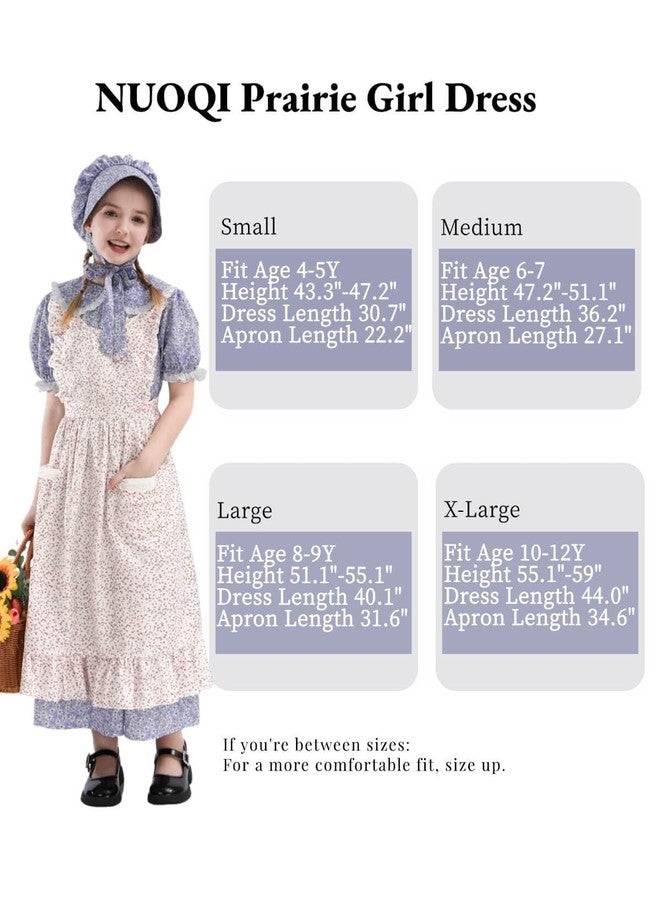 Nuoqi Colonial Costume Girls Prairie Pioneer Dress Laura Ingalls Wilder Costume with Apron Purple, 10-12 - Image 5